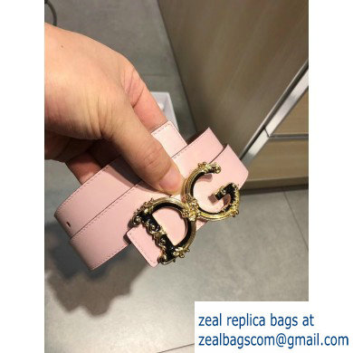 Dolce  &  Gabbana Width 3cm Belt Pink with Baroque DG Logo